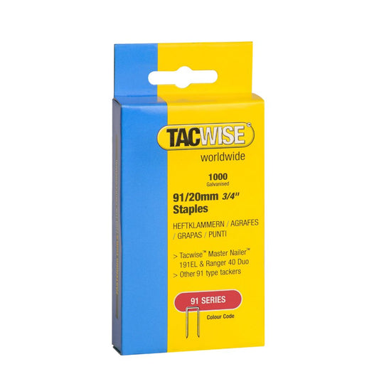 Tacwise Type 91 Galvanised Narrow Crown Staples box