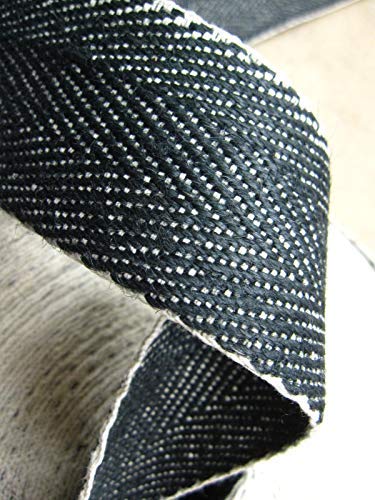 Herringbone Webbing (Black and White). 10m roll