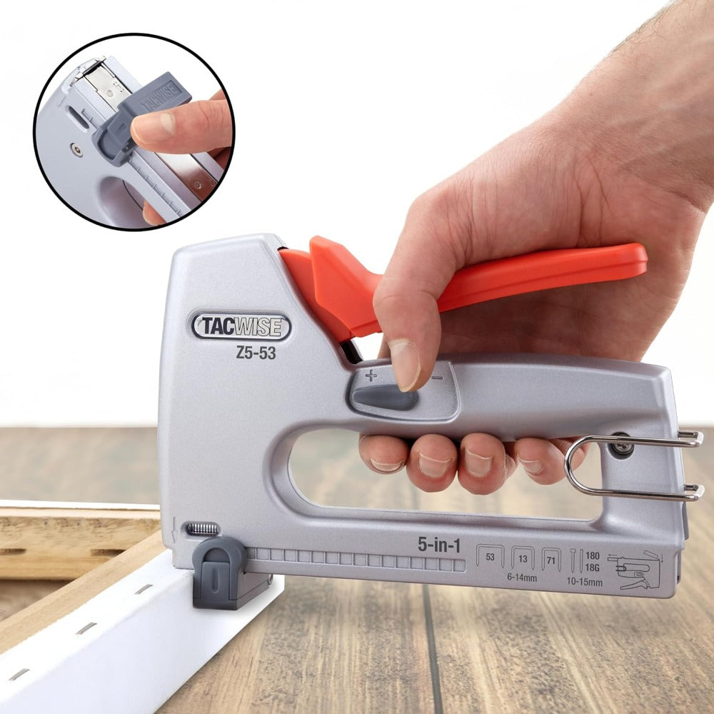 Tacwise 1748 Z5-53 Heavy Duty 5-in-1 Metal Staple/Nail Gun, Uses Type 13, 53 and 71 Staples, Type 18G Nails and 180 Headless Pins…