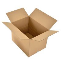 Strong single wall cardboard box, open