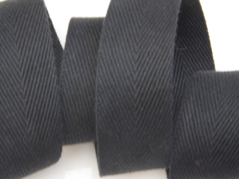 Cotton Herringbone Tape - Black Barn Upholstery Supplies